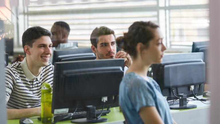 Students in a computer lab